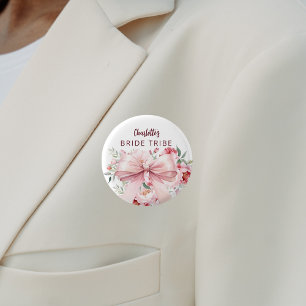 Boog roze bloemen bloeien BriDE Tribe Ronde Button 3,2 Cm