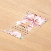 Boog roze bloemen clear Sweet 16 Acryl Uitnodigingen (Laagn)