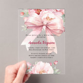 Boog roze bloemen elegant helder Vrijgezellenfeest Acryl Uitnodigingen (Insitu (Draagbaar))