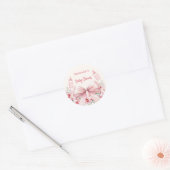 Boog roze bloemen flessen Baby shower Ronde Sticker (Envelop)