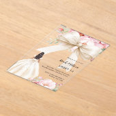 Boog roze bloemen jurk crème helder Sweet 16 Acryl Uitnodigingen (Laagn)