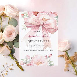 Boog roze bloemen Quinceanera Kaart