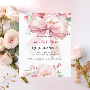 Boog roze bloemen Quinceanera uitnodiging