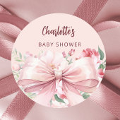 Boog roze bloemen rozen Baby shower Ronde Sticker