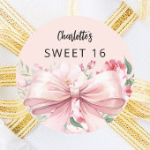 Boog roze bloemen Sweet 16 Ronde Sticker
