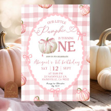 Boog Roze Gingham Pompoen 1e Verjaardag