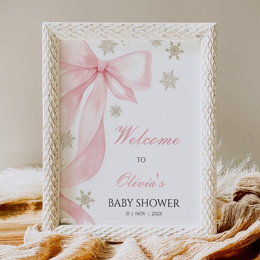 Boog Roze Koude Buiten Baby shower Welkom Teken Foto Afdruk
