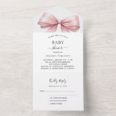 Boog roze meisje Baby shower rsvp All In One Uitnodiging (Binnen)