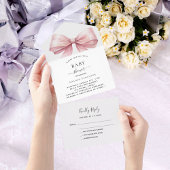 Boog roze meisje Baby shower rsvp All In One Uitnodiging