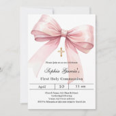 Boog roze meisje Eerste Communie Kaart (Voorkant)