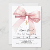 Boog roze meisje Eerste Communie Kaart (Voorkant)