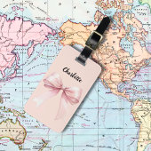 Boog roze naam script bagagelabel