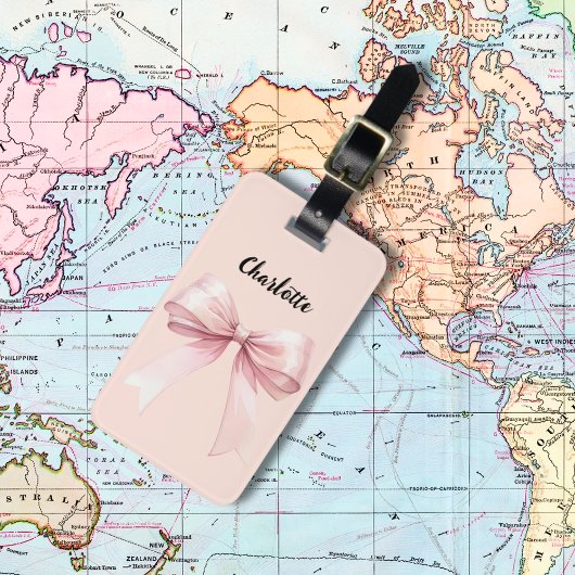 Boog roze naam script bagagelabel