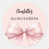 Boog roze Quinceanera Ronde Sticker (Voorkant)
