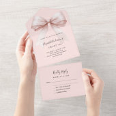 Boog roze rose goud Sweet 16 rsvp All In One Uitnodiging (Afscheurbaar)