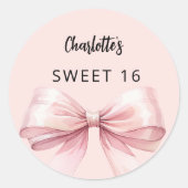 Boog roze Sweet 16 Ronde Sticker (Voorkant)