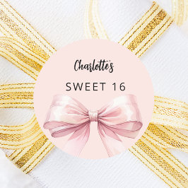 Boog roze Sweet 16 Ronde Sticker