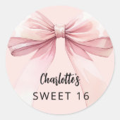 Boog roze Sweet 16 Ronde Sticker (Voorkant)