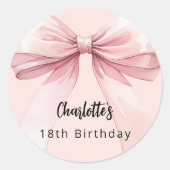 Boog roze Verjaardag Ronde Sticker (Voorkant)