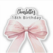 Boog roze wit elegante Verjaardag Sticker (Voorkant)