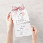 Boog roze wit Vrijgezellenfeest rsvp All In One Uitnodiging (Afscheurbaar)