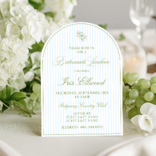 Boog Sage Groen & Lichtblauwe Bruidsmeisjes Lunche Kaart
