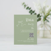 Boog Saliegroen Details Qr code RSVP Kaartje (Staand voorkant)