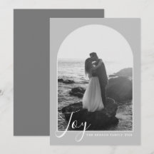 Boog Script Joy Gray Vertical Kerstkaart