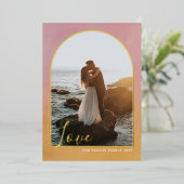 Boog Script Liefde Geschilderd Roze Goud Verticaal Folie Feestdagenkaart (Staand Voorkant)