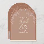 Boog Stijl Mocha Bruin Huwelijksuitnodiging QR Cod Kaart (Voorkant / Achterkant)