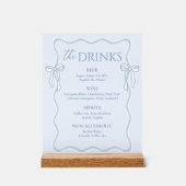 Boog Stof Blauw Bruiloft Drank Bar Acryl Bord (Voorkant)