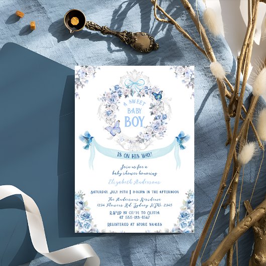 Boog Stof Bloemengratificatie Zoete Baby Jongen Ba Kaart