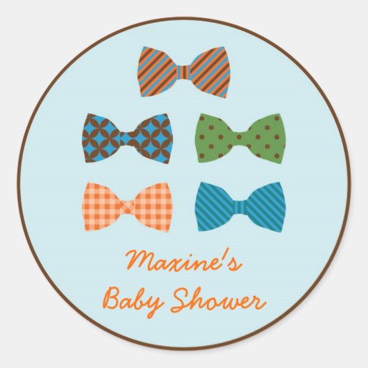 Boog Stropdas Baby shower Favor Sticker (Voorkant)