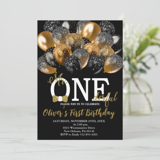 Boog Stropdas, ballonnen 1e dag, Mr. Onederful Ver Kaart (Staand voorkant)