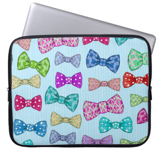 Boog stropdas, blauwe strepen, waterverf. laptop sleeve