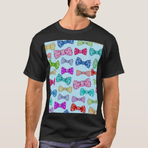 Boog stropdas, blauwe strepen, waterverf. t-shirt