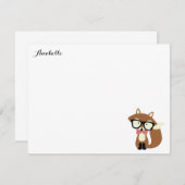Boog Stropdas en Bril Hipster Fox Dank u Opmerking Kaart (Voorkant / Achterkant)