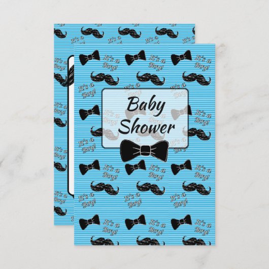 Boog Stropdas en snor Baby shower Uitnodiging (Voorkant / Achterkant)