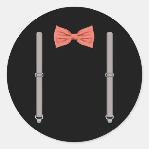 Boog Stropdas met bretels bruiloft en speciale gel Ronde Sticker