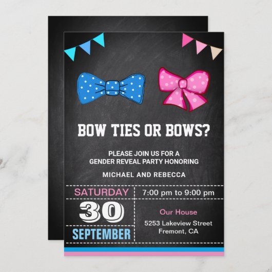 Boog Stropdassen of Bogen Geslacht onthullen parti Kaart (Voorkant / Achterkant)