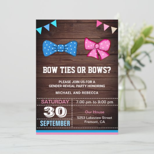 Boog Stropdassen of Bogen Geslacht onthullen parti Kaart (Staand voorkant)