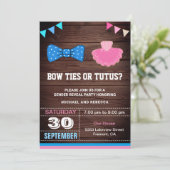 Boog Stropdassen of Tutus Gender Reveal Party Kaart (Staand voorkant)
