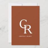 Boog Terracotta Verbrand Oranje Monogram Bruiloft Save The Date (Achterkant)