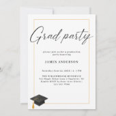 Boog Trendy Modern Script Foto Afstudeerfeest Kaart (Achterkant)
