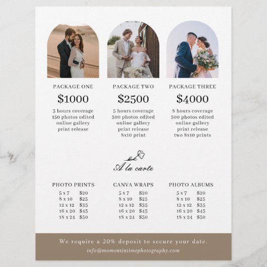 Boog Trouwfotografie Sessie Prijs Blad Flyer (Achterkant)