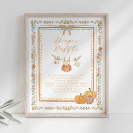 Boog val in liefde baby shower luier raffel bord poster