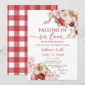 Boog Vallend in liefde Baby Shower Appel Rood Bloe Kaart (Voorkant / Achterkant)