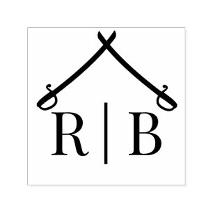 Boog van Sabres Militaire Bruiloft 2 Initiaal Mono Zelfinktende Stempel