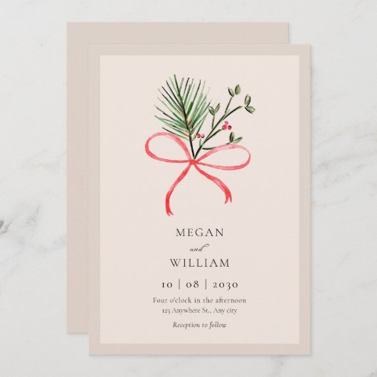 Boog verlaat bruiloft kaart (Voorkant / Achterkant)