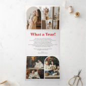 Boog Vrolijk Kerstivoor Foto Drievoud Drieluik Wenskaart (Binnen)